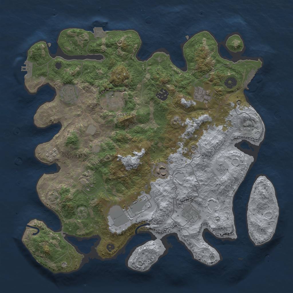 Rust Map: Procedural Map, Size: 3700, Seed: 743288, 17 Monuments