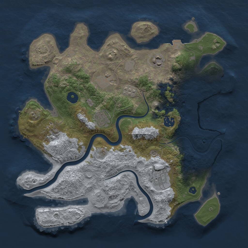 Rust Map: Procedural Map, Size: 3300, Seed: 2030989905, 12 Monuments