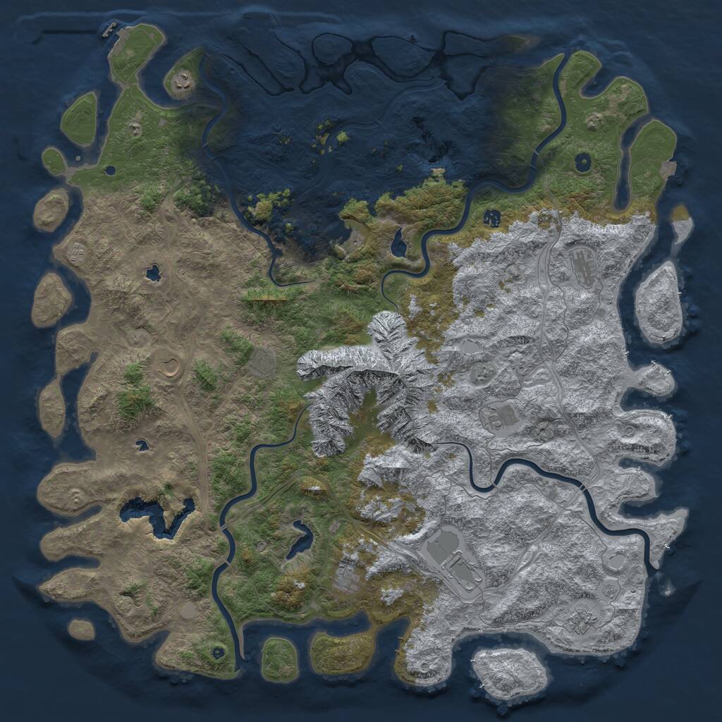 Rust Map: Procedural Map, Size: 6000, Seed: 172, 17 Monuments