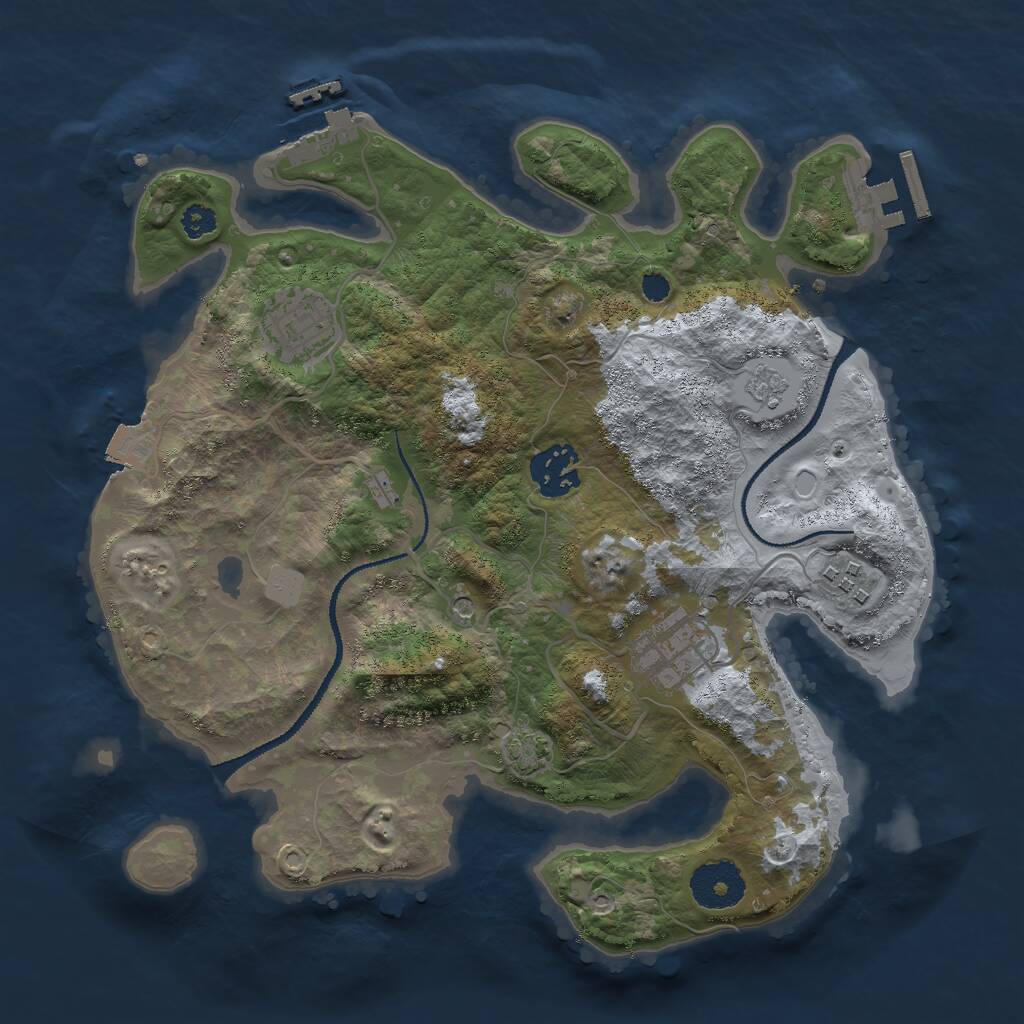 Rust Map: Procedural Map, Size: 3000, Seed: 1611960000, 10 Monuments