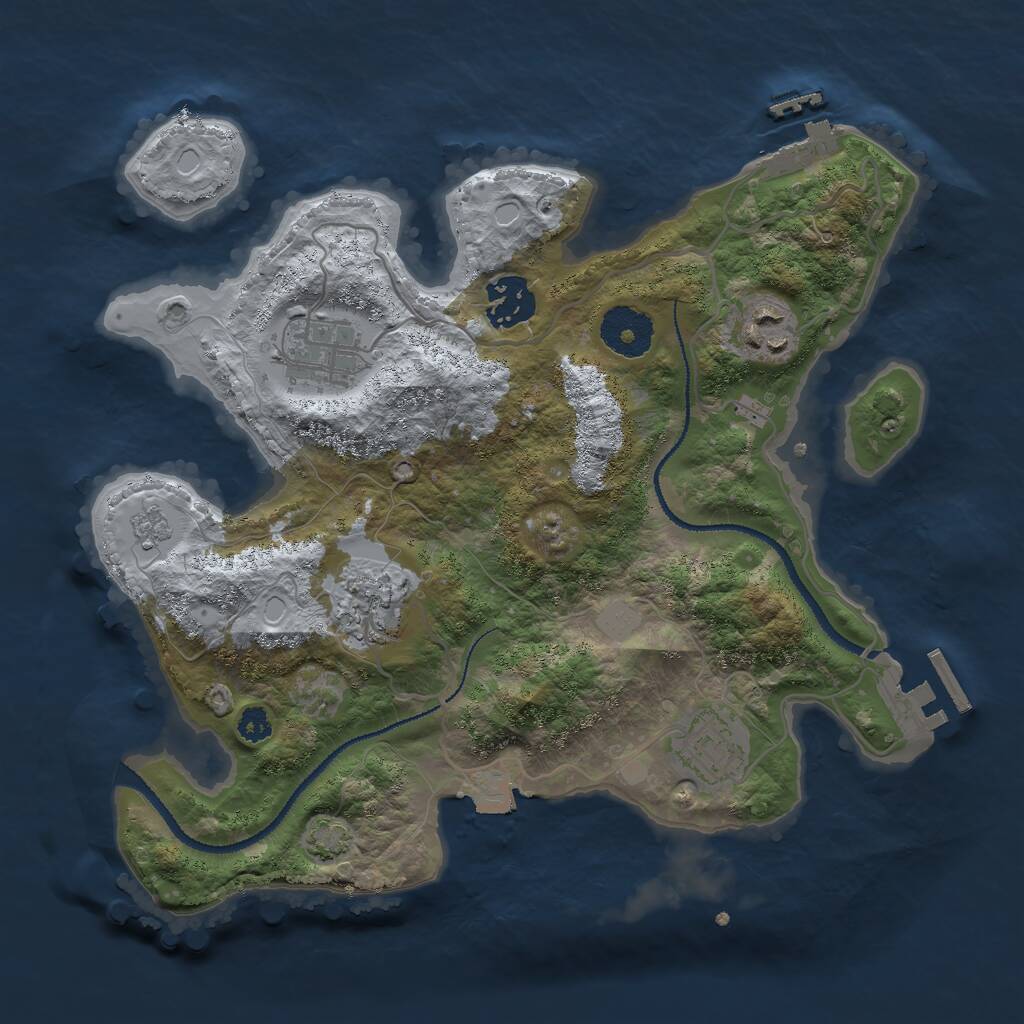 Rust Map: Procedural Map, Size: 3000, Seed: 7683, 10 Monuments
