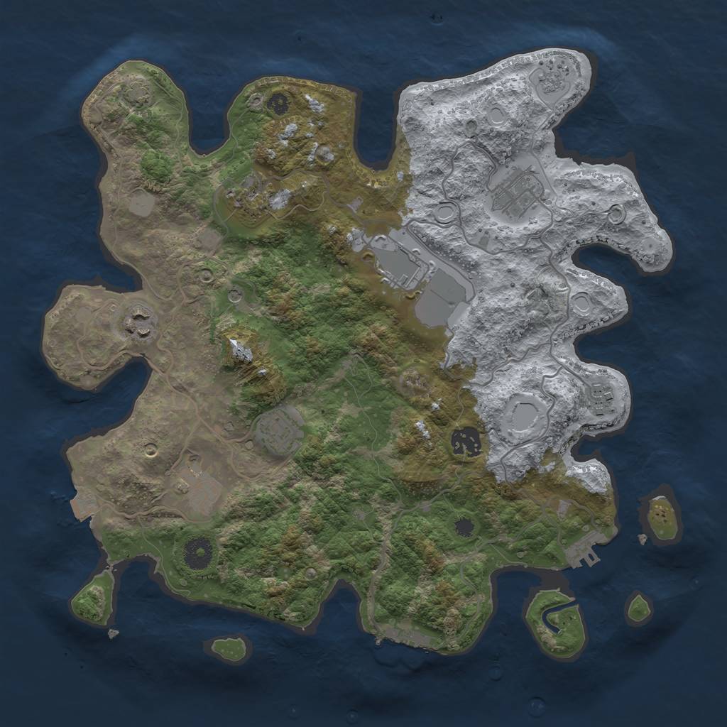 Rust Map: Procedural Map, Size: 3500, Seed: 99883377, 16 Monuments