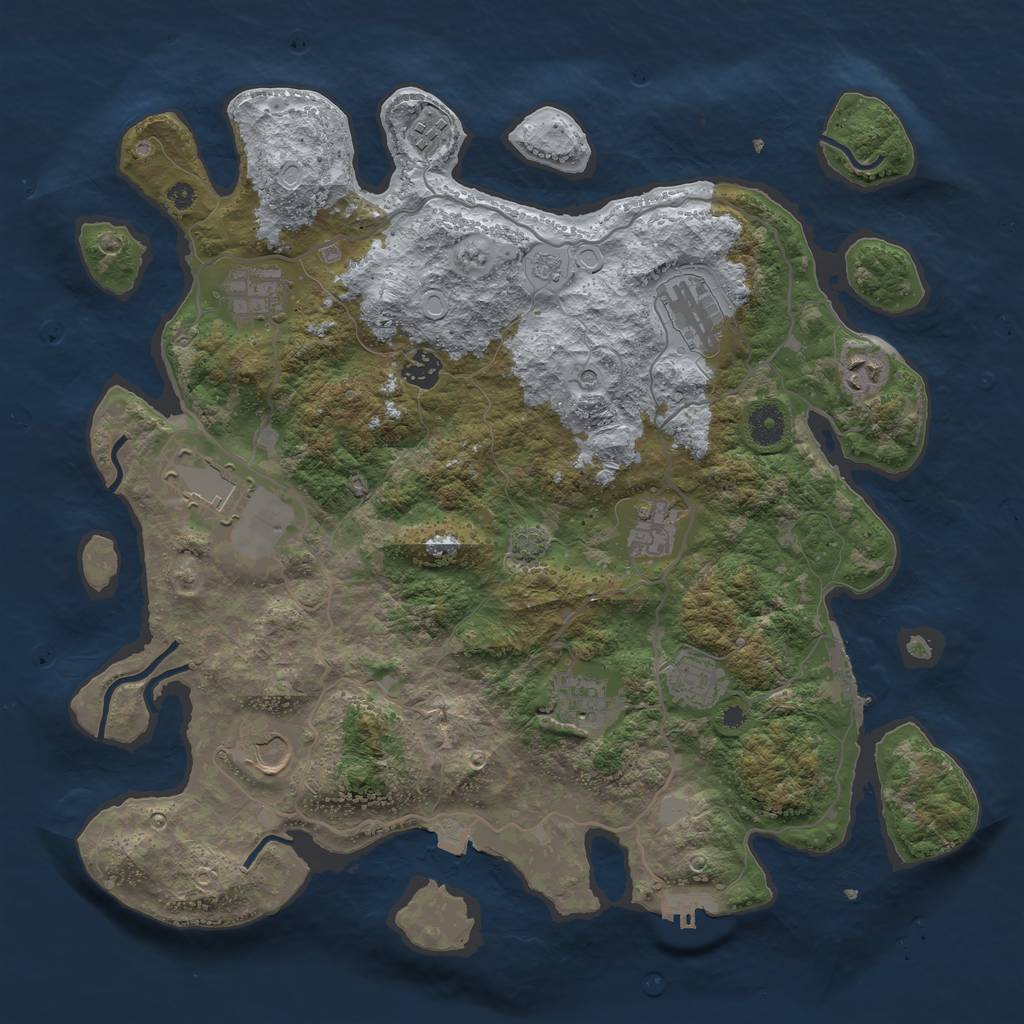 Rust Map: Procedural Map, Size: 4000, Seed: 74795329, 18 Monuments