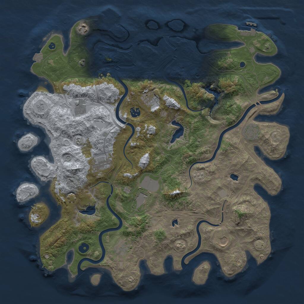 Rust Map: Procedural Map, Size: 4500, Seed: 1062931312, 16 Monuments