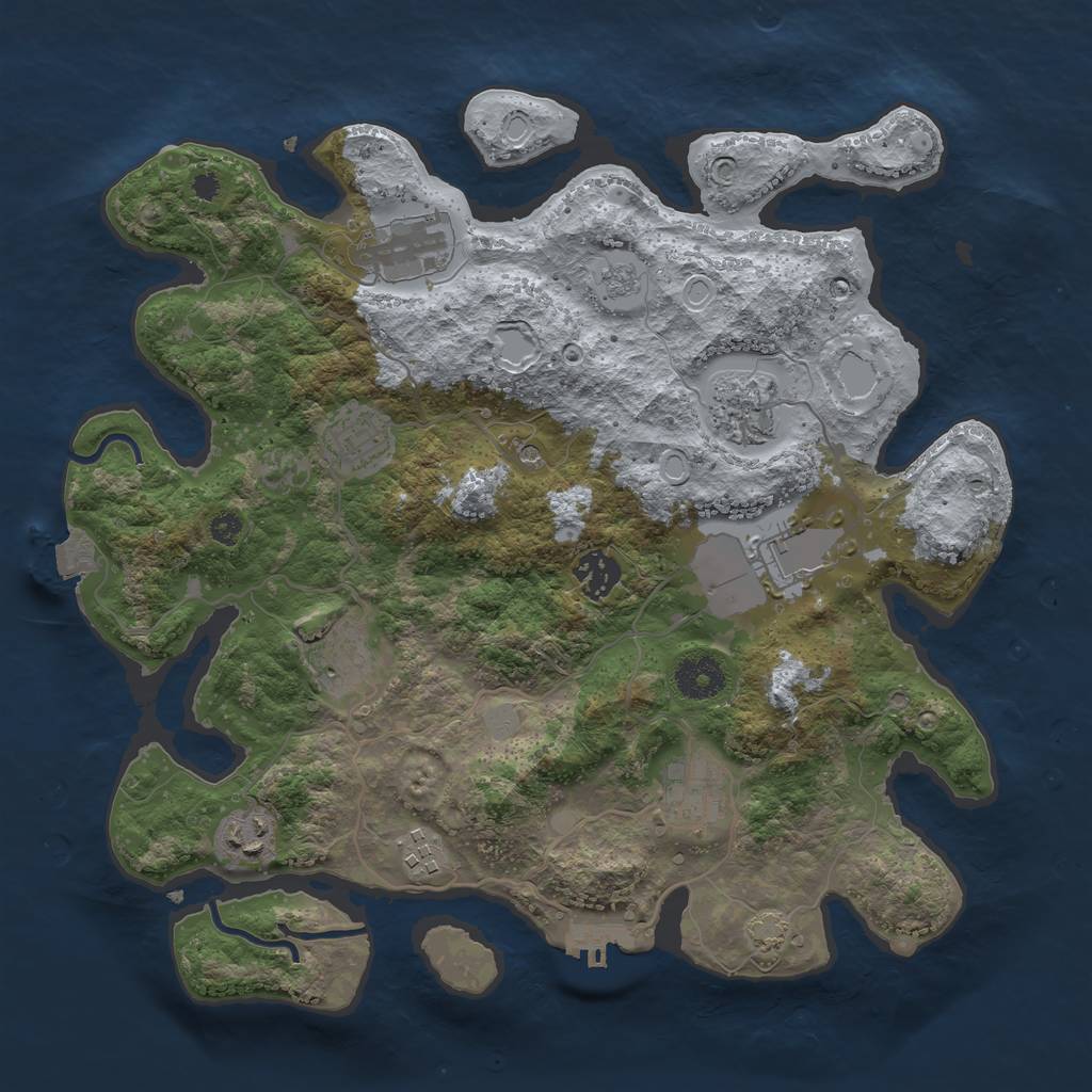 Rust Map: Procedural Map, Size: 3500, Seed: 377480292, 16 Monuments