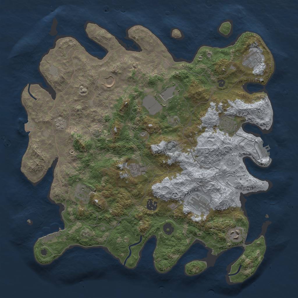 Rust Map: Procedural Map, Size: 4000, Seed: 987220111, 18 Monuments