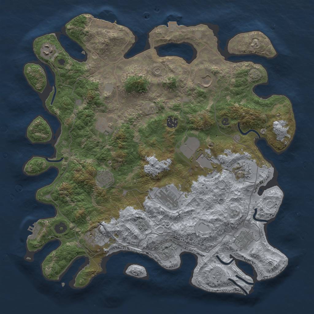 Rust Map: Procedural Map, Size: 4000, Seed: 875981066, 19 Monuments