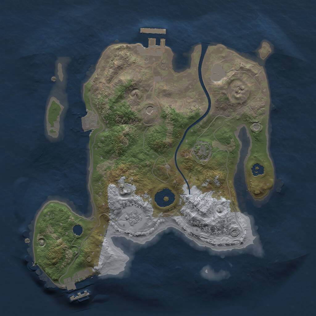 Rust Map: Procedural Map, Size: 2500, Seed: 1844415187, 6 Monuments