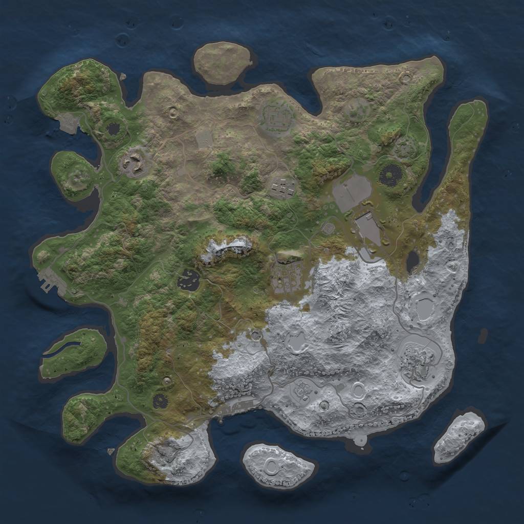 Rust Map: Procedural Map, Size: 3500, Seed: 563918351, 15 Monuments