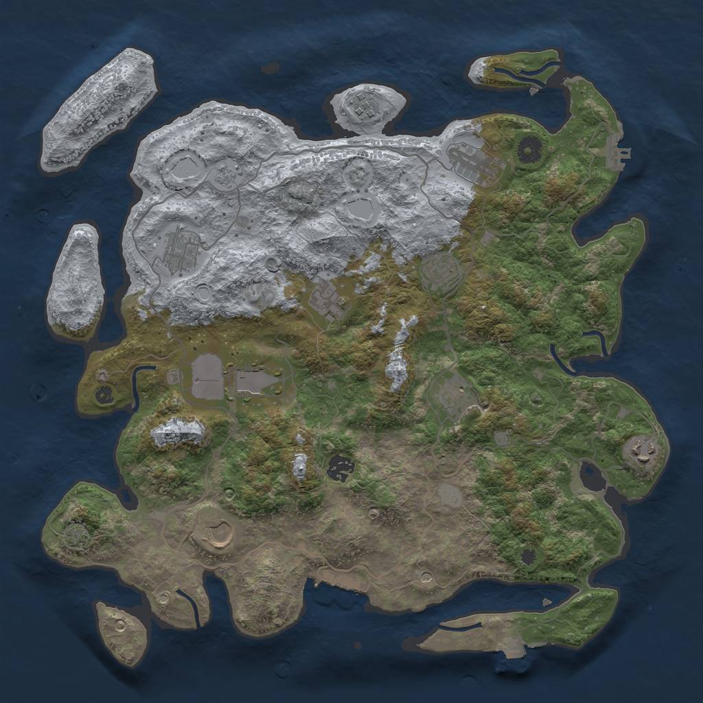 Rust Map: Procedural Map, Size: 4000, Seed: 30230, 18 Monuments