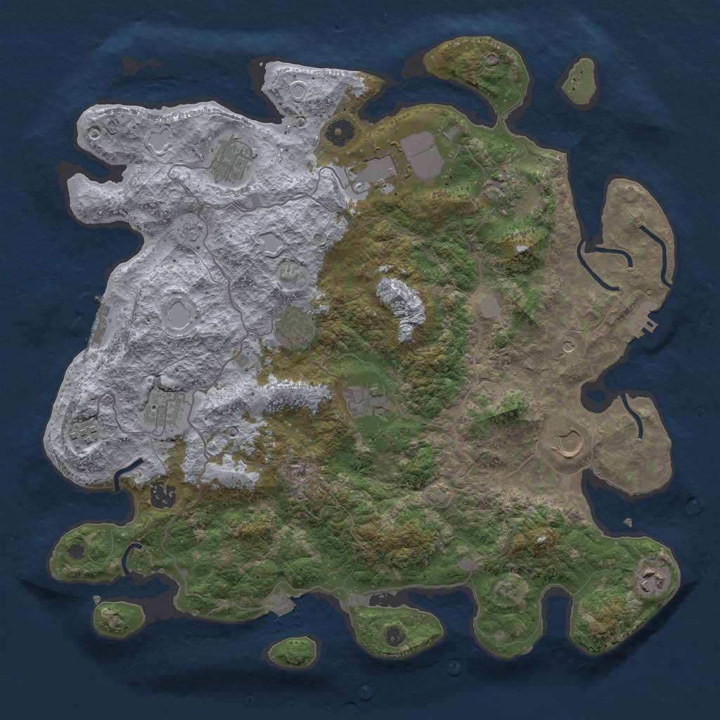 Rust Map: Procedural Map, Size: 4000, Seed: 758004860, 18 Monuments