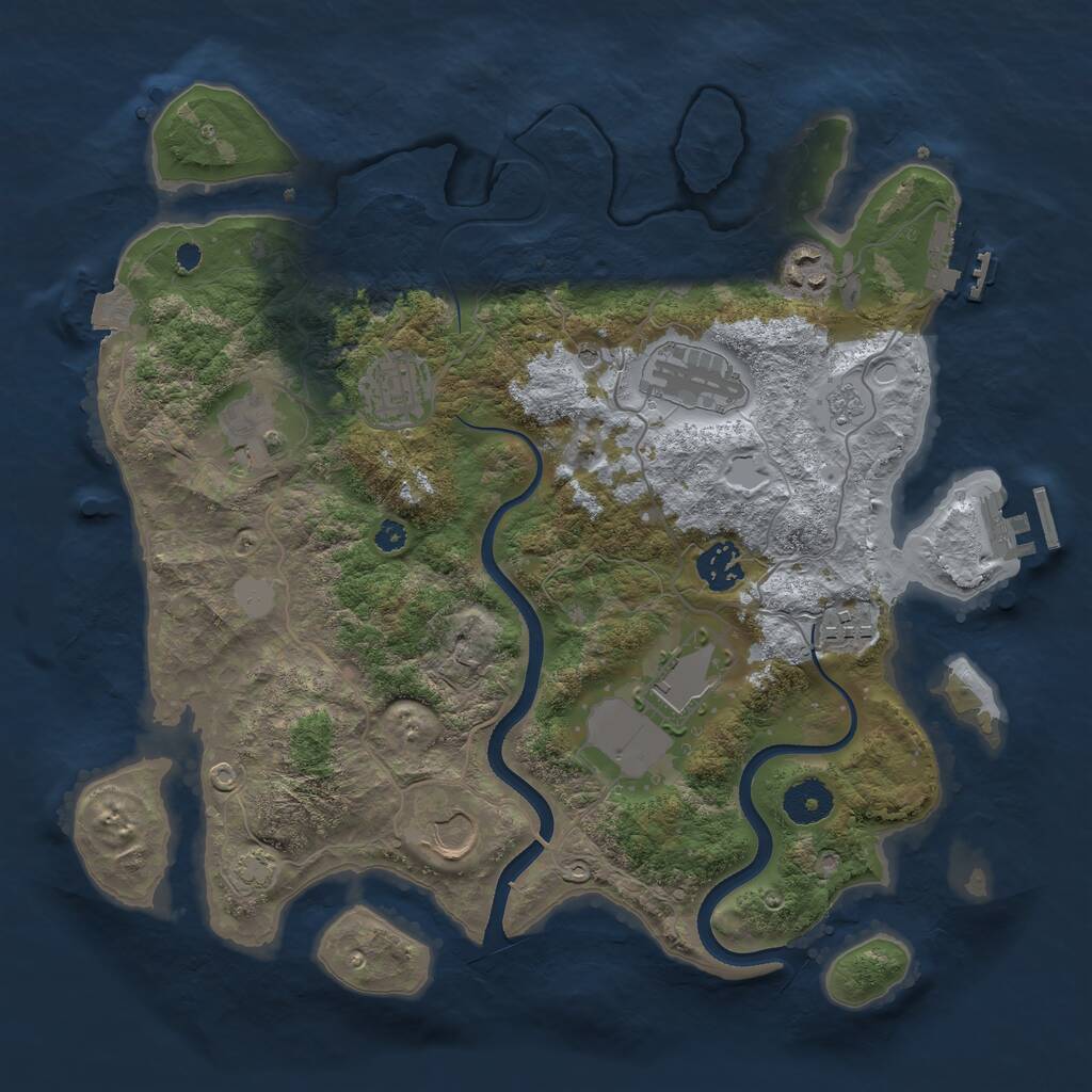 Rust Map: Procedural Map, Size: 3500, Seed: 127427799, 14 Monuments