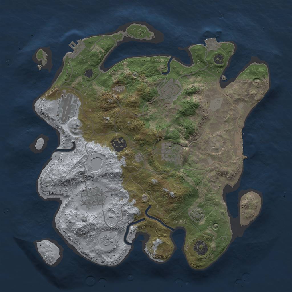 Rust Map: Procedural Map, Size: 3000, Seed: 20750, 13 Monuments