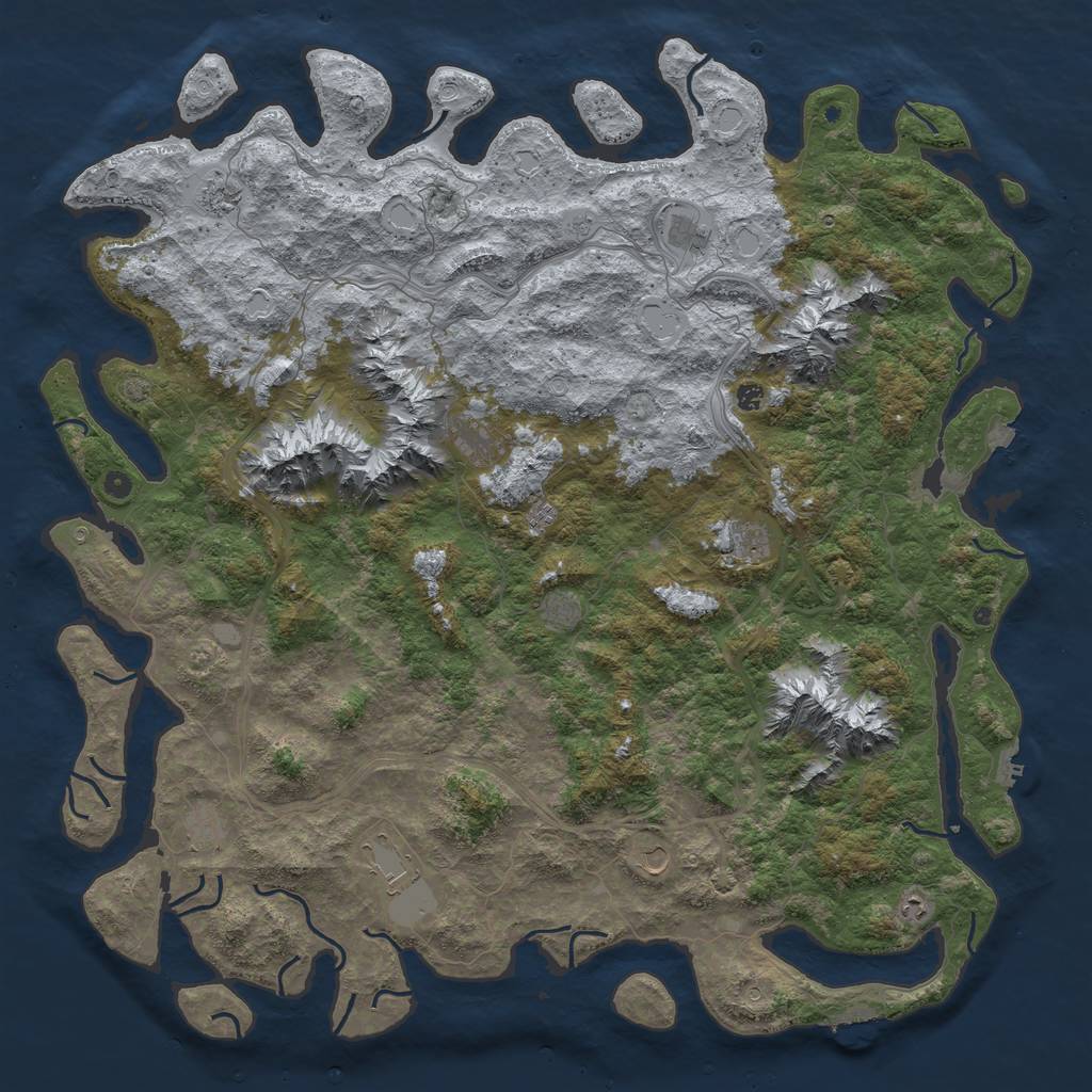 Rust Map: Procedural Map, Size: 6000, Seed: 5876, 19 Monuments