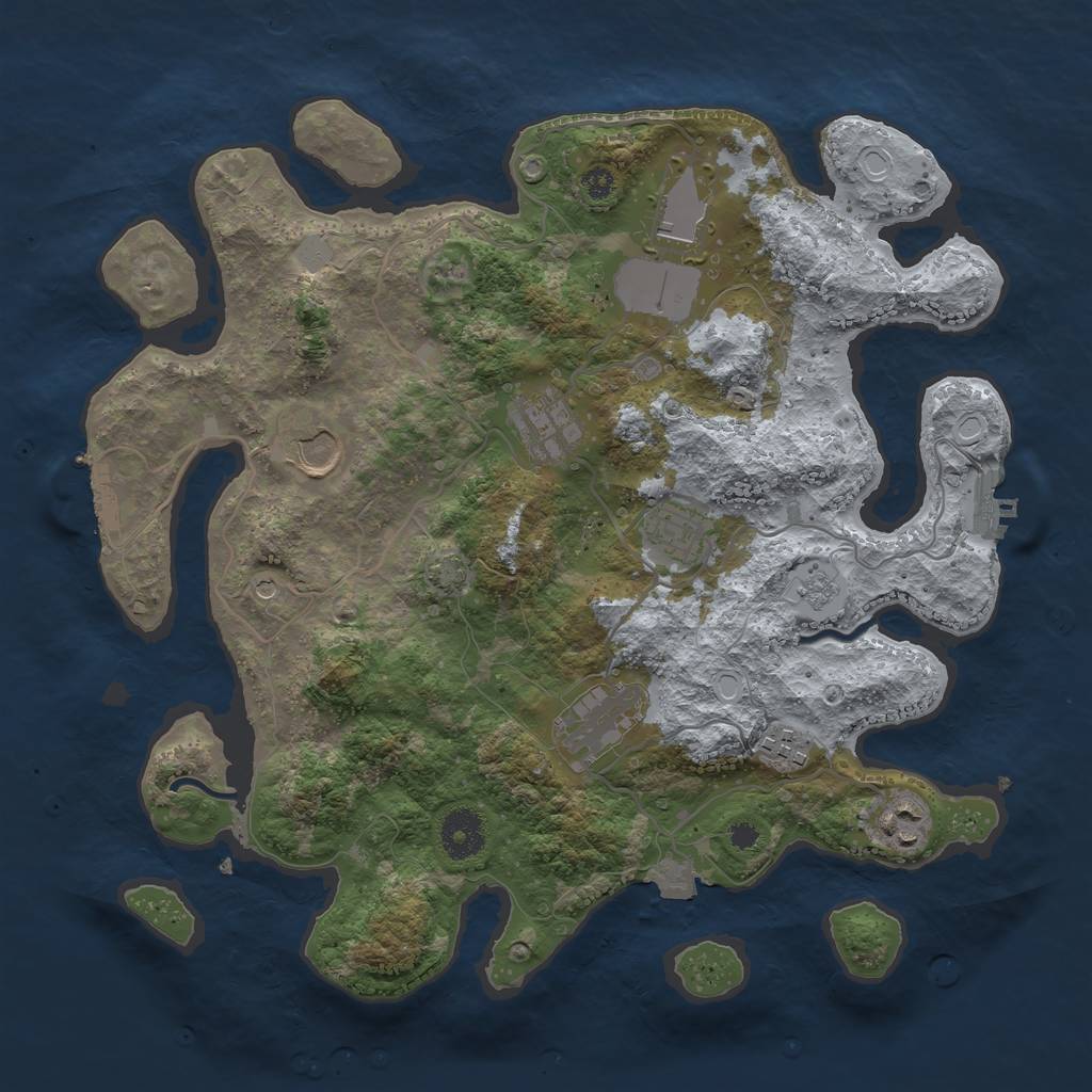 Rust Map: Procedural Map, Size: 3500, Seed: 45444136, 15 Monuments