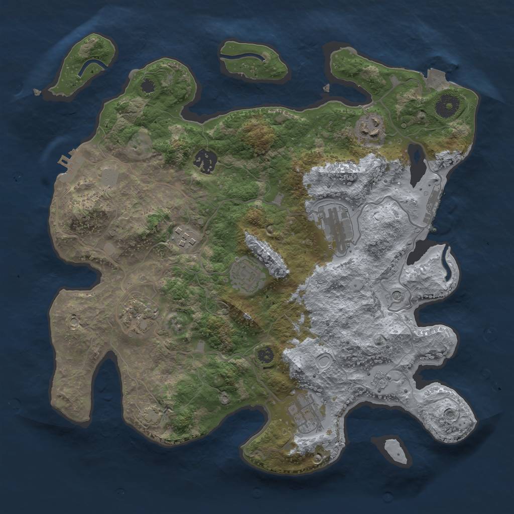 Rust Map: Procedural Map, Size: 3300, Seed: 673593808, 15 Monuments