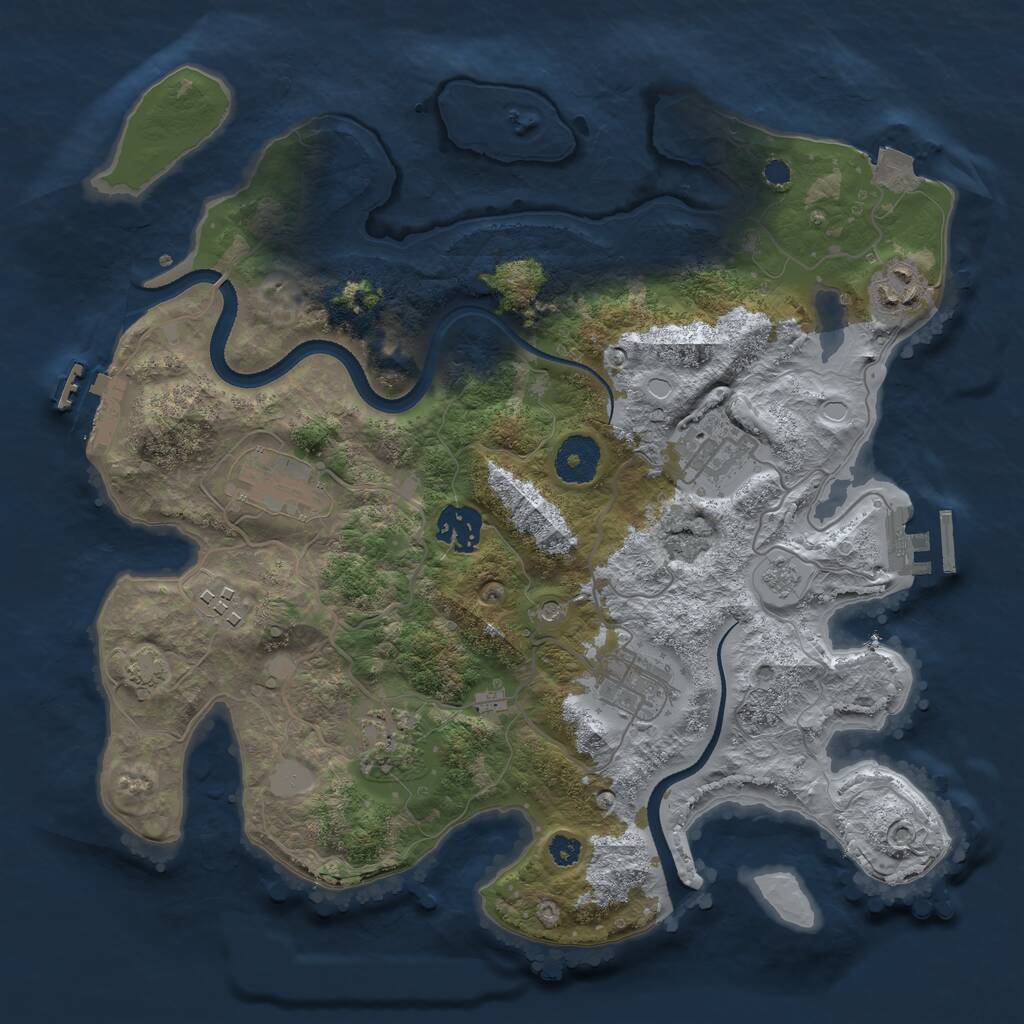 Rust Map: Procedural Map, Size: 3300, Seed: 673593808, 13 Monuments