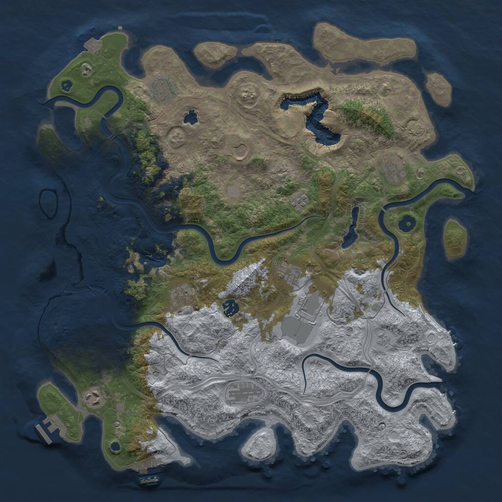 Rust Map: Procedural Map, Size: 4500, Seed: 184662443, 16 Monuments