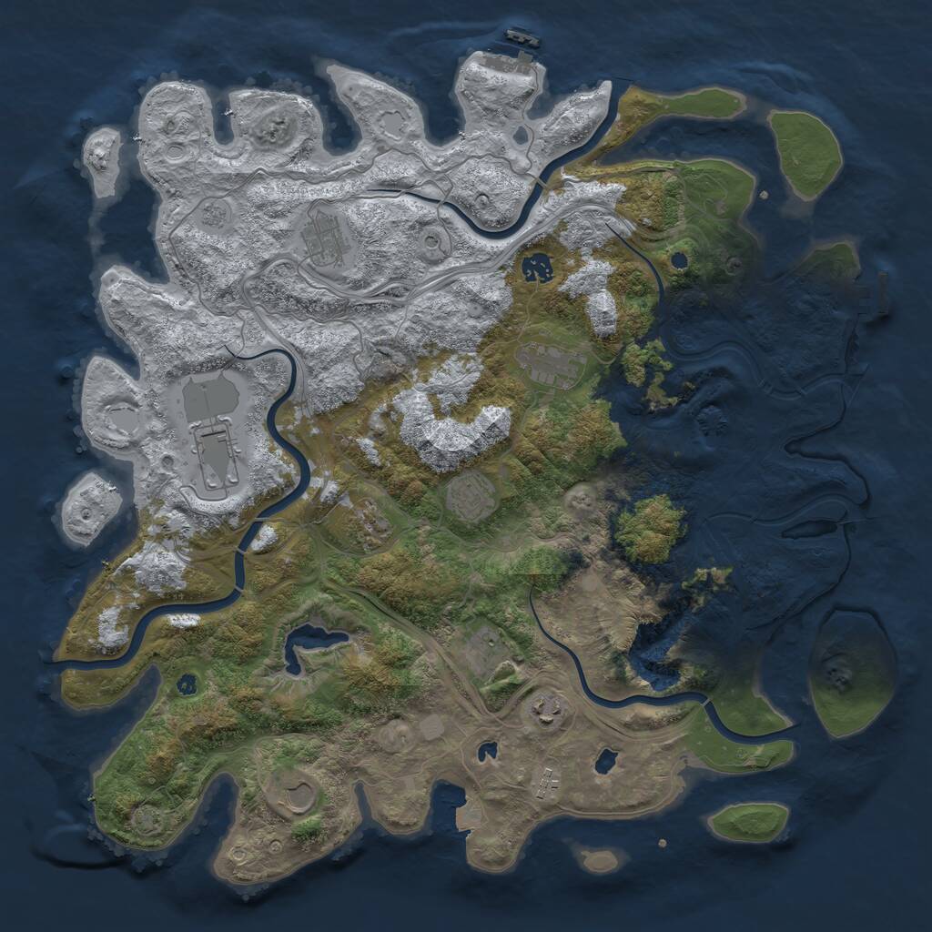 Rust Map: Procedural Map, Size: 4500, Seed: 11485815, 16 Monuments