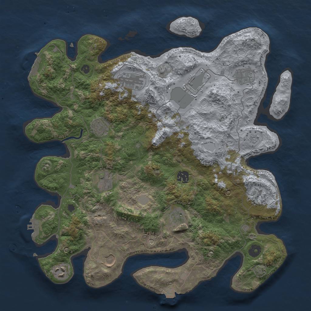 Rust Map: Procedural Map, Size: 3750, Seed: 3250, 18 Monuments