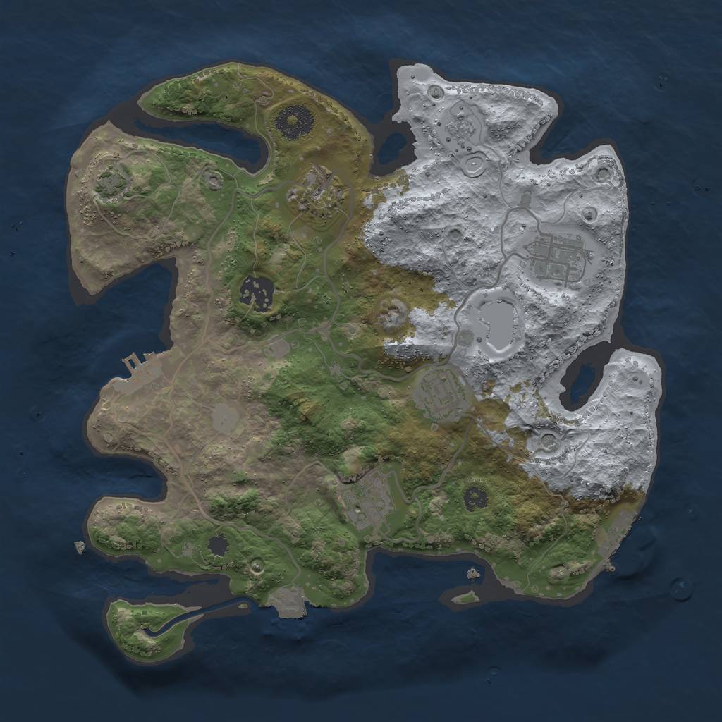 Rust Map: Procedural Map, Size: 3000, Seed: 30570, 13 Monuments