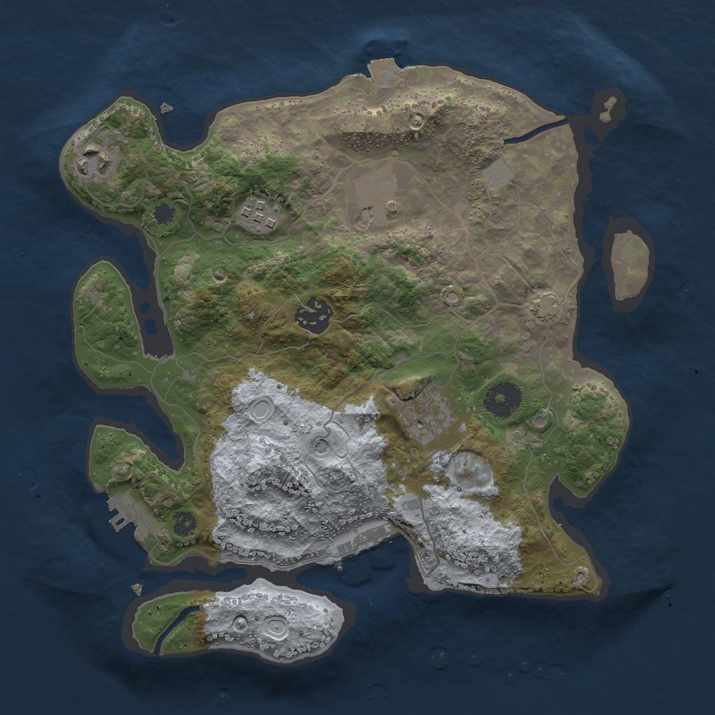Rust Map: Procedural Map, Size: 3000, Seed: 623989743, 12 Monuments