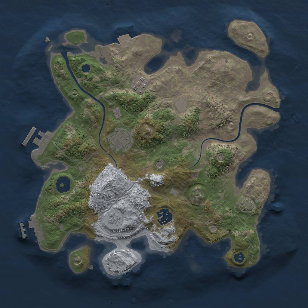 Rust Map: Procedural Map, Size: 3000, Seed: 119120687, 9 Monuments