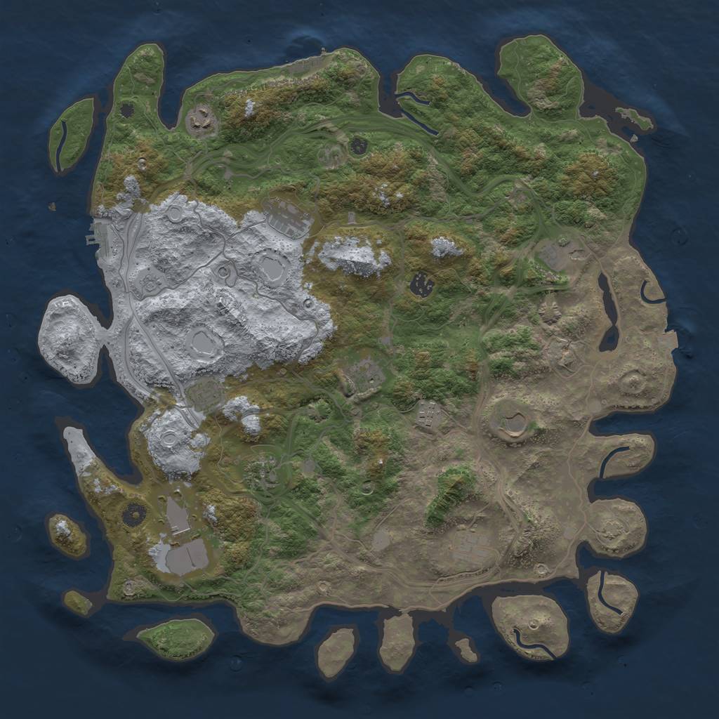 Rust Map: Procedural Map, Size: 4500, Seed: 624678735, 19 Monuments