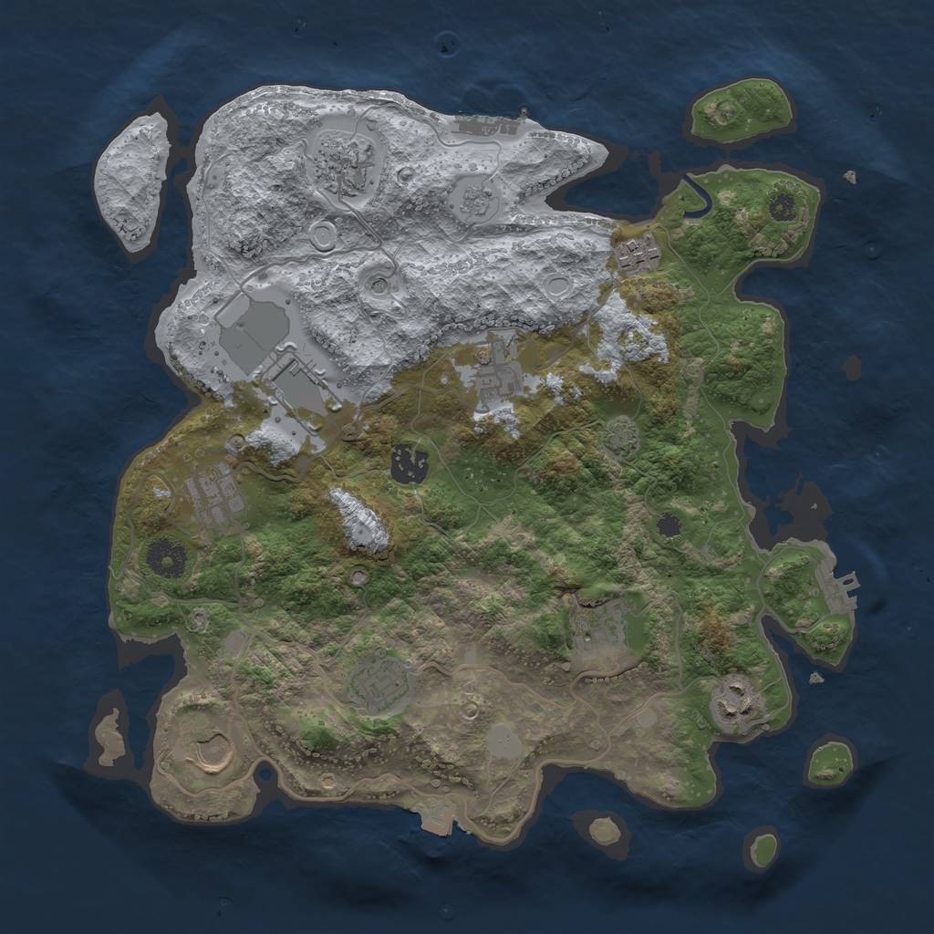 Rust Map: Procedural Map, Size: 3500, Seed: 812358329, 18 Monuments