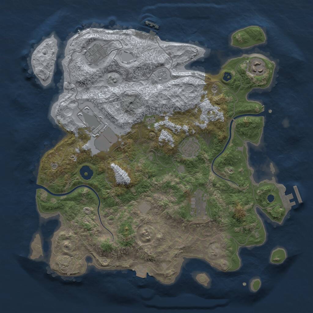 Rust Map: Procedural Map, Size: 3500, Seed: 812358329, 11 Monuments