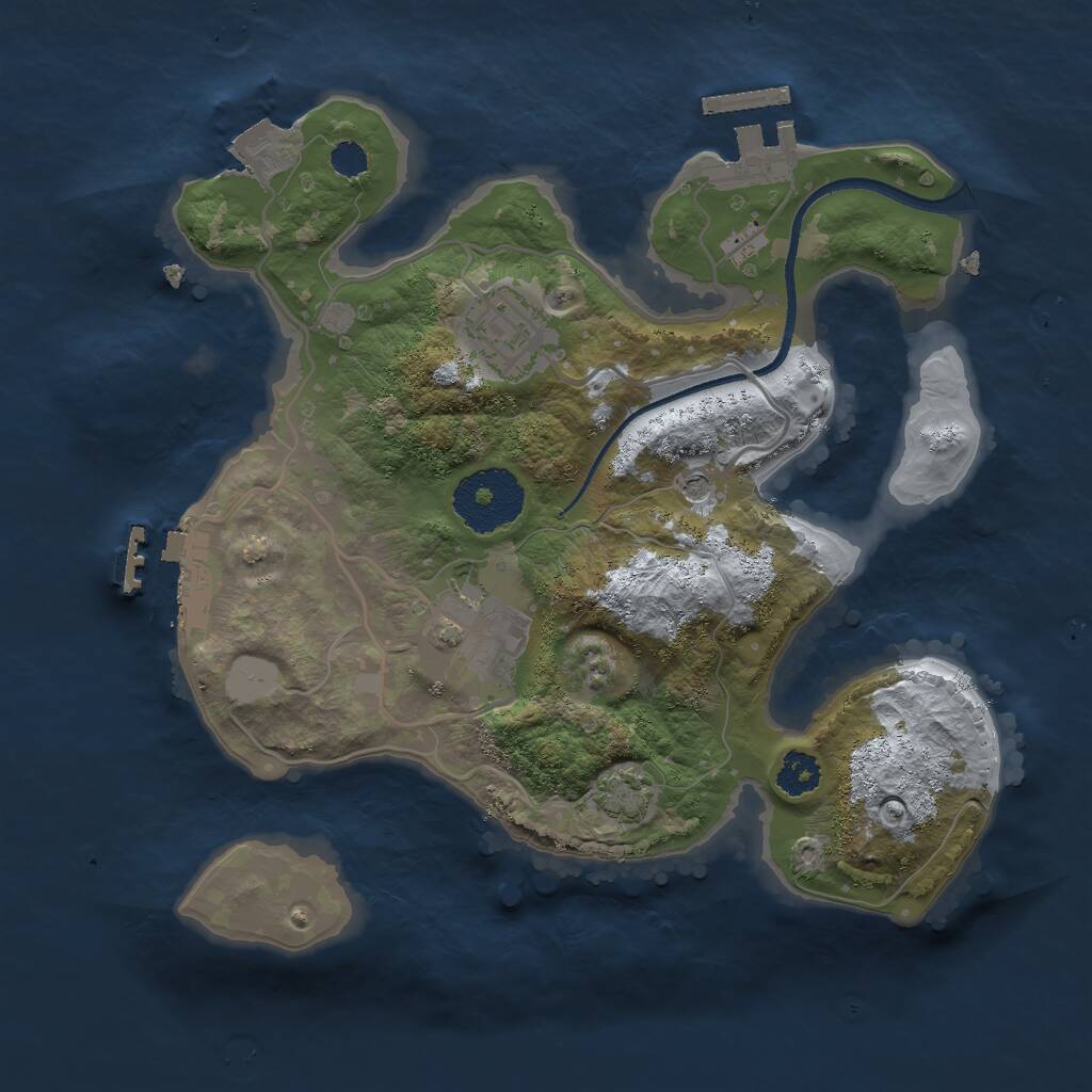Rust Map: Procedural Map, Size: 2500, Seed: 652922258, 7 Monuments