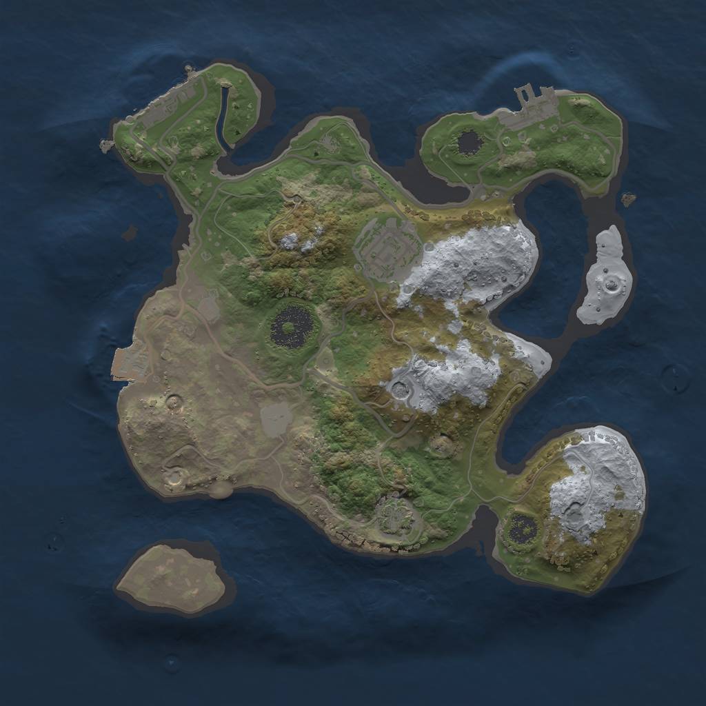 Rust Map: Procedural Map, Size: 2500, Seed: 652922258, 8 Monuments