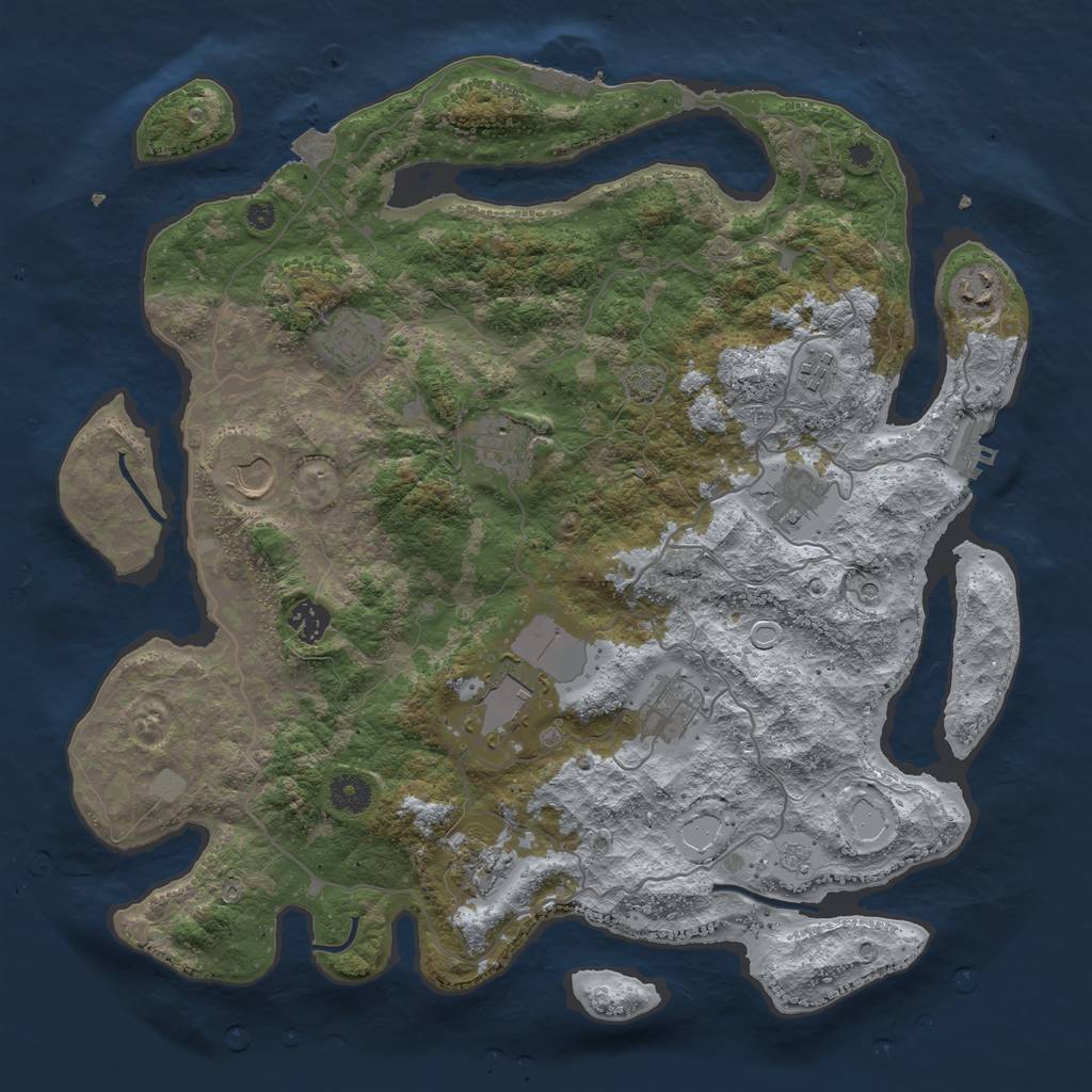 Rust Map: Procedural Map, Size: 4000, Seed: 4422, 18 Monuments