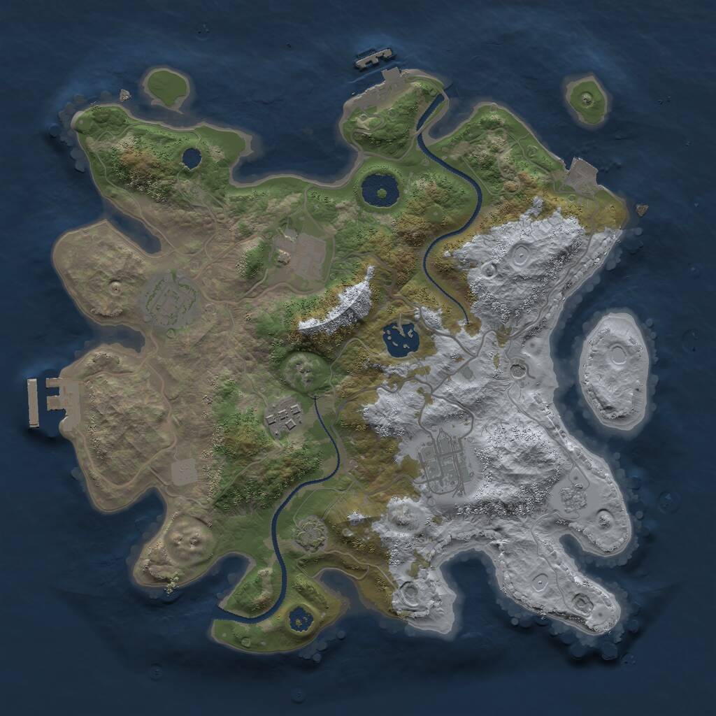 Rust Map: Procedural Map, Size: 3000, Seed: 23882, 11 Monuments