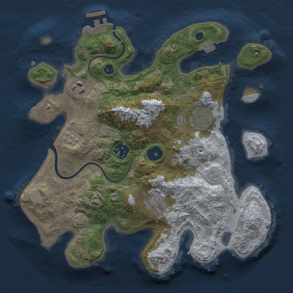 Rust Map: Procedural Map, Size: 3000, Seed: 1533948414, 10 Monuments