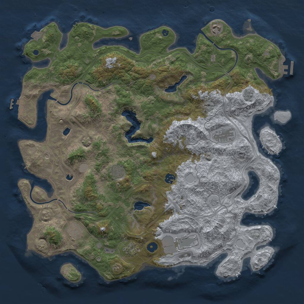 Rust Map: Procedural Map, Size: 4500, Seed: 2297622, 14 Monuments