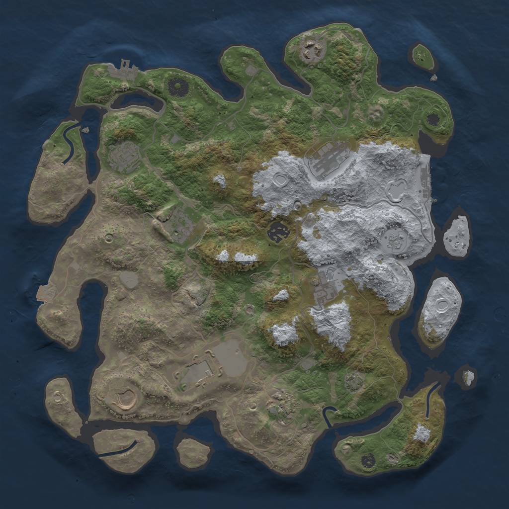 Rust Map: Procedural Map, Size: 3700, Seed: 767573937, 16 Monuments