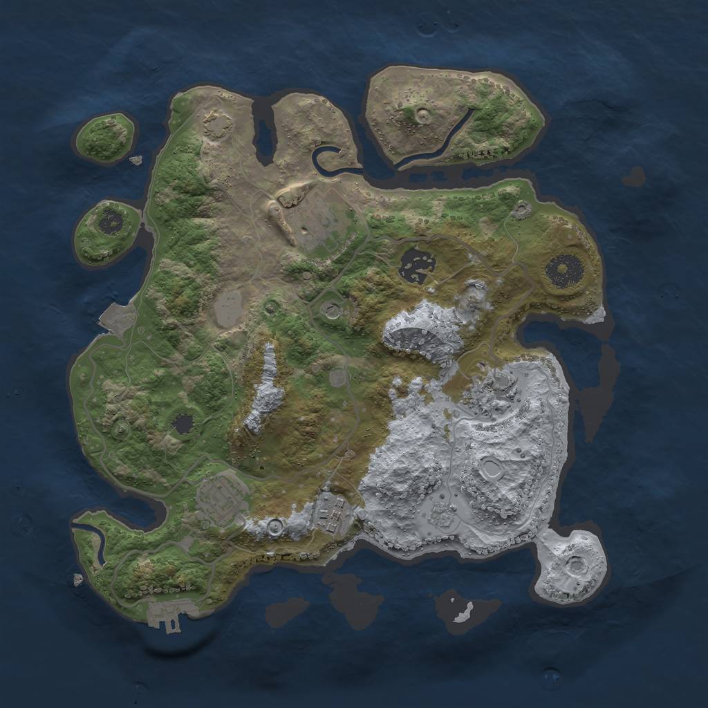 Rust Map: Procedural Map, Size: 3000, Seed: 2040020331, 12 Monuments
