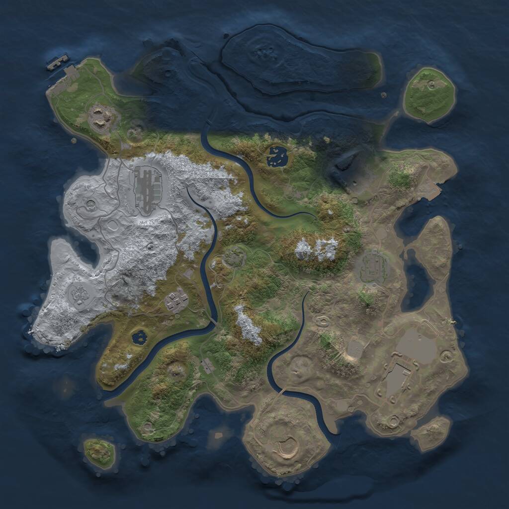 Rust Map: Procedural Map, Size: 3500, Seed: 33201200, 13 Monuments