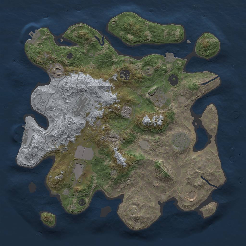 Rust Map: Procedural Map, Size: 3500, Seed: 33201200, 16 Monuments