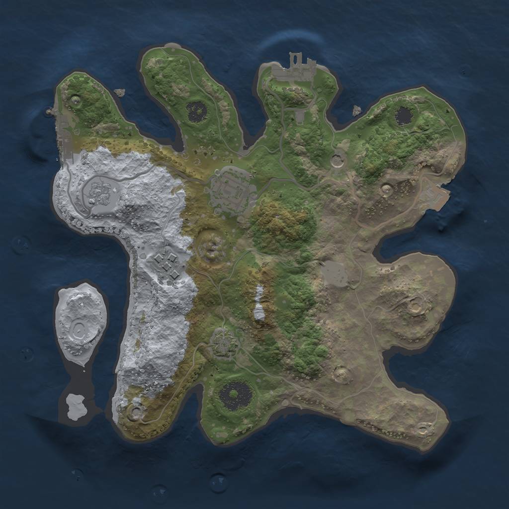 Rust Map: Procedural Map, Size: 2500, Seed: 364049754, 10 Monuments