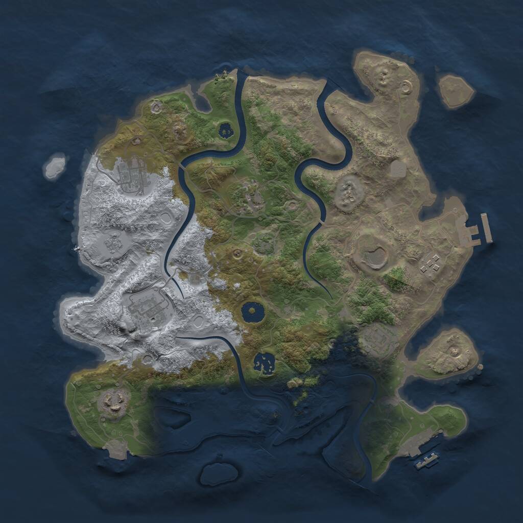 Rust Map: Procedural Map, Size: 3500, Seed: 84162161, 14 Monuments