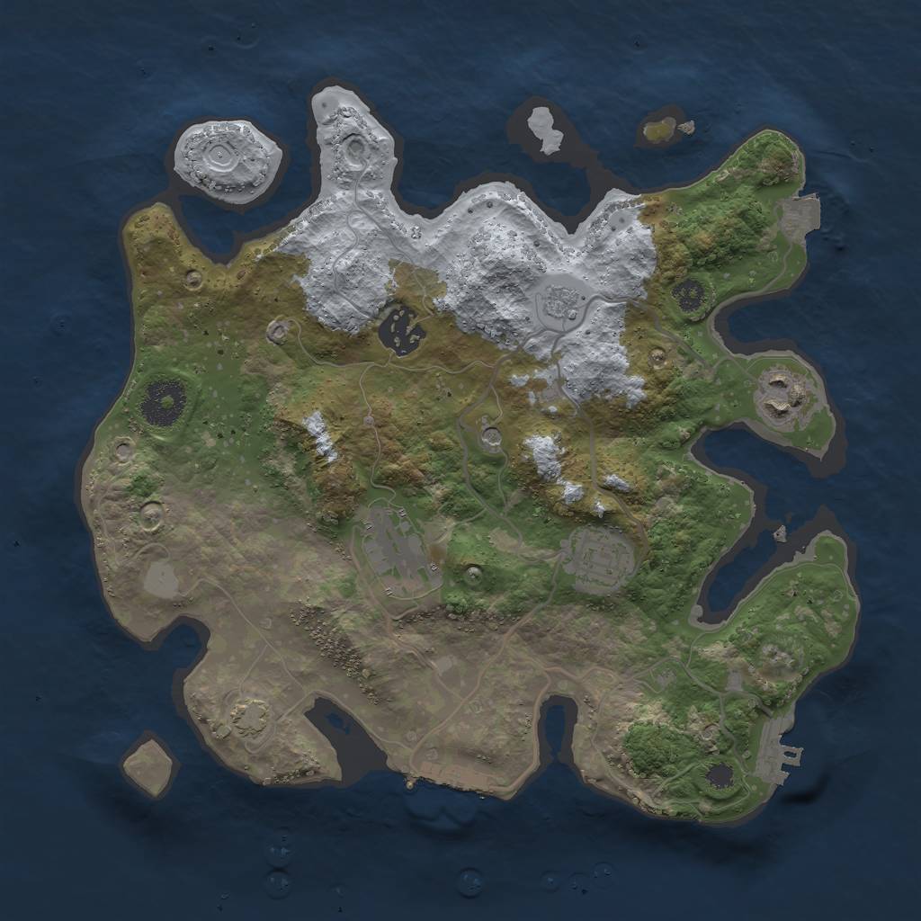 Rust Map: Procedural Map, Size: 3000, Seed: 23123343, 12 Monuments