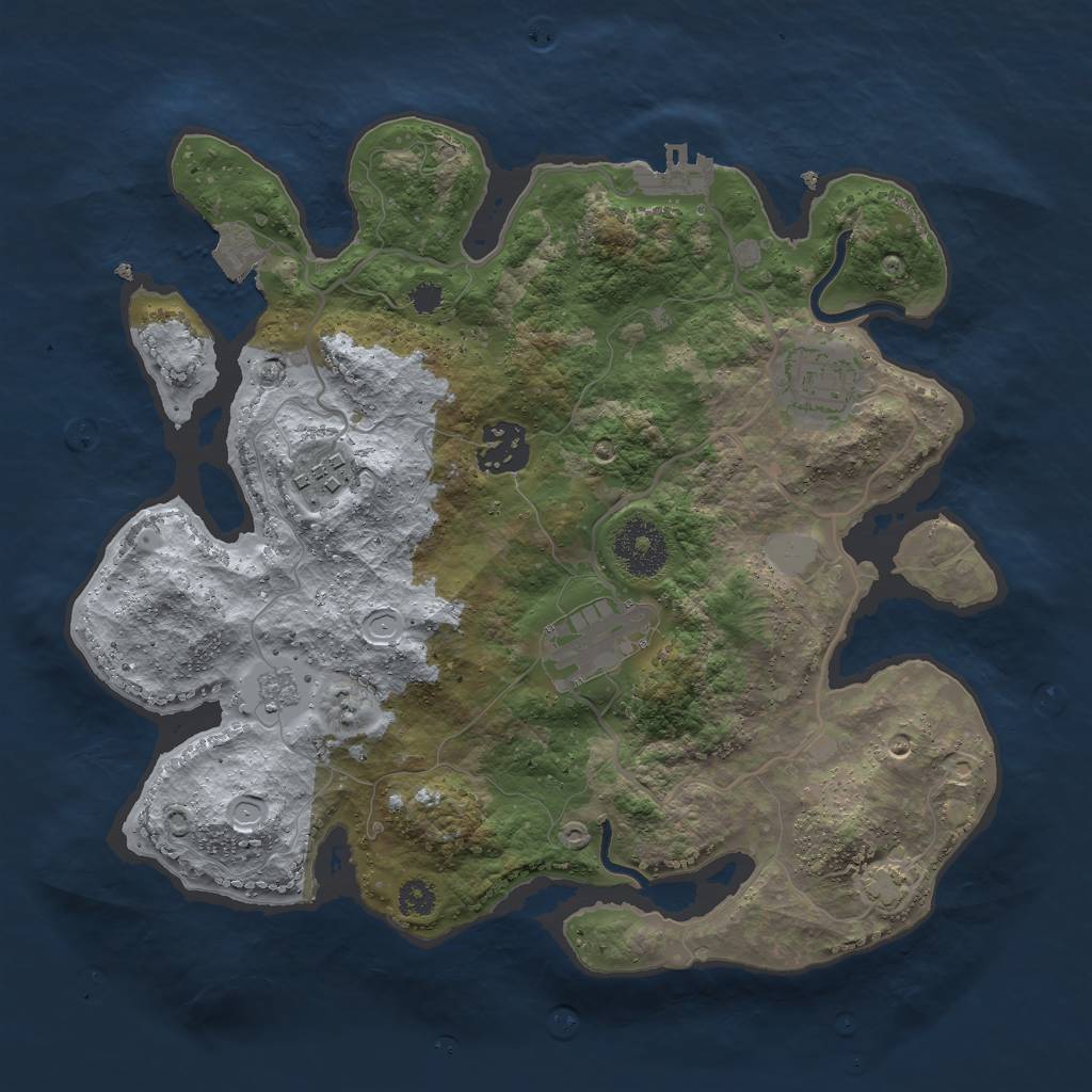 Rust Map: Procedural Map, Size: 3000, Seed: 1606669722, 10 Monuments