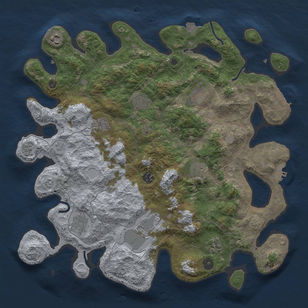 Rust Map: Procedural Map, Size: 4000, Seed: 206206686, 18 Monuments