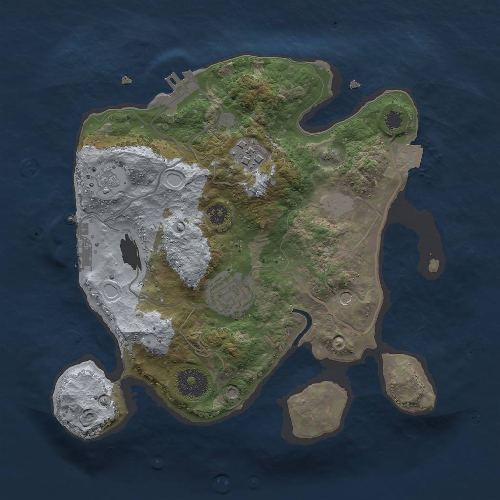 Rust Map: Procedural Map, Size: 2500, Seed: 635094829, 9 Monuments