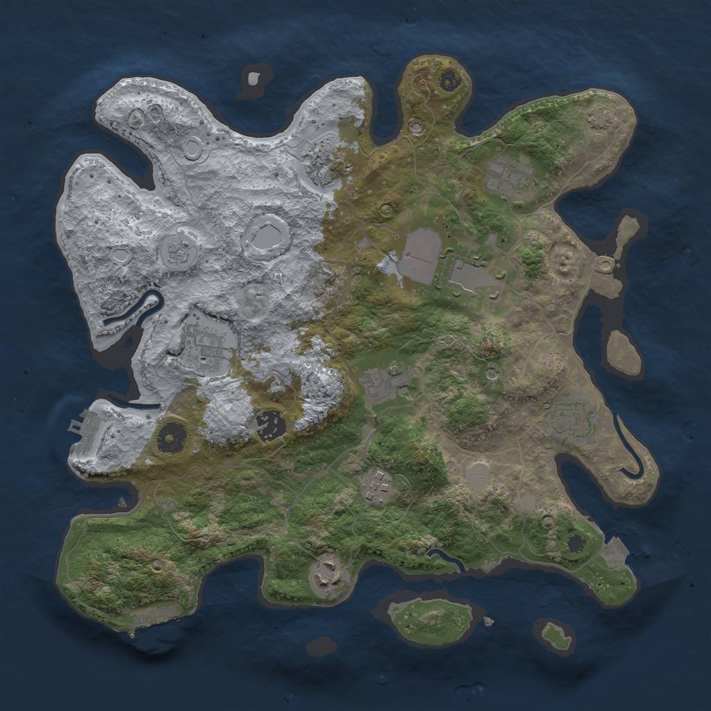 Rust Map: Procedural Map, Size: 3500, Seed: 857207540, 17 Monuments