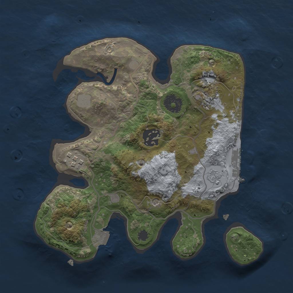 Rust Map: Procedural Map, Size: 2400, Seed: 2076304938, 9 Monuments