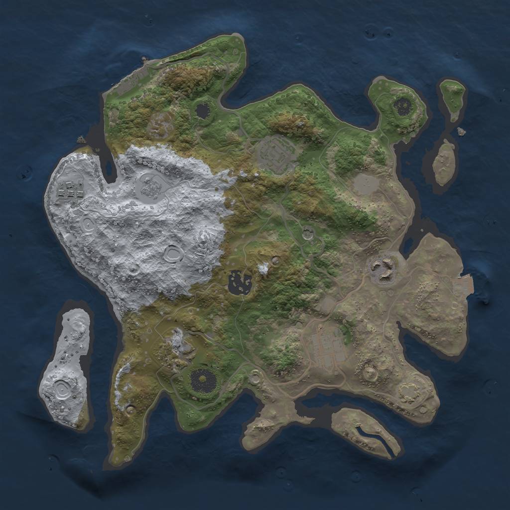 Rust Map: Procedural Map, Size: 3000, Seed: 49567, 13 Monuments