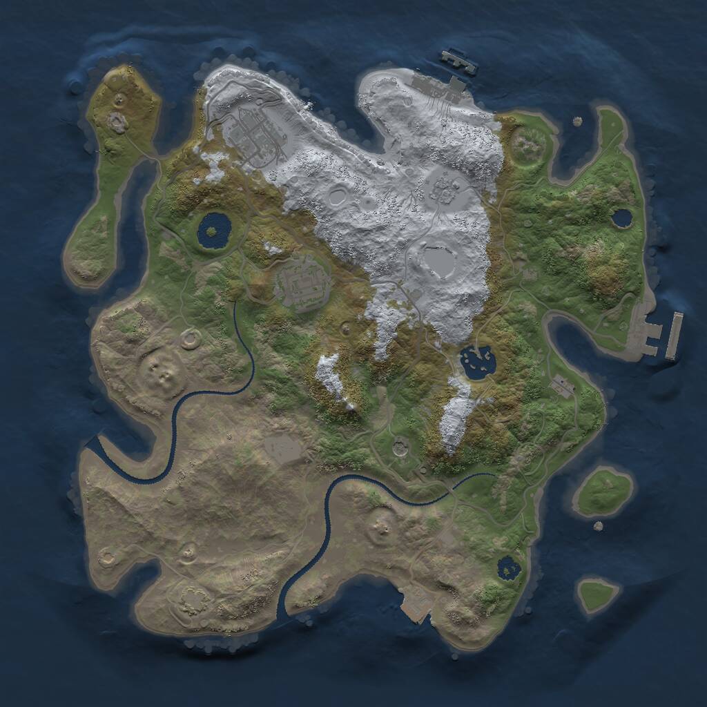 Rust Map: Procedural Map, Size: 3000, Seed: 247945075, 9 Monuments